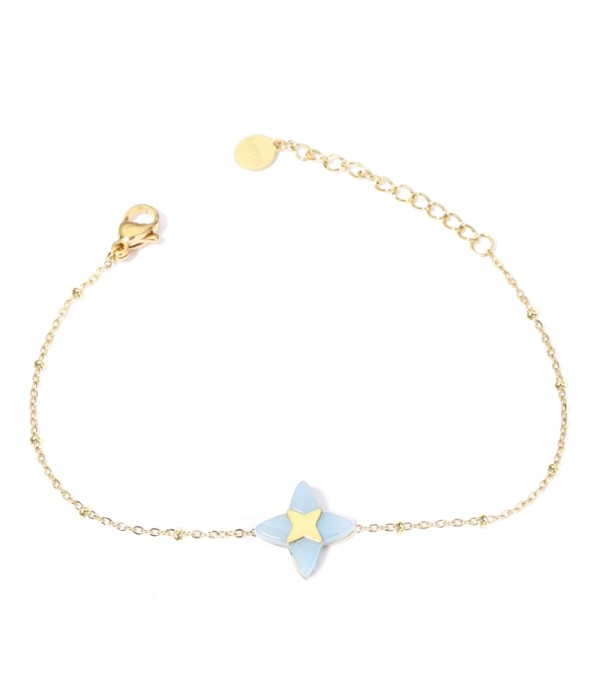 Pulseras doradas con estrella de cruz multicolores
