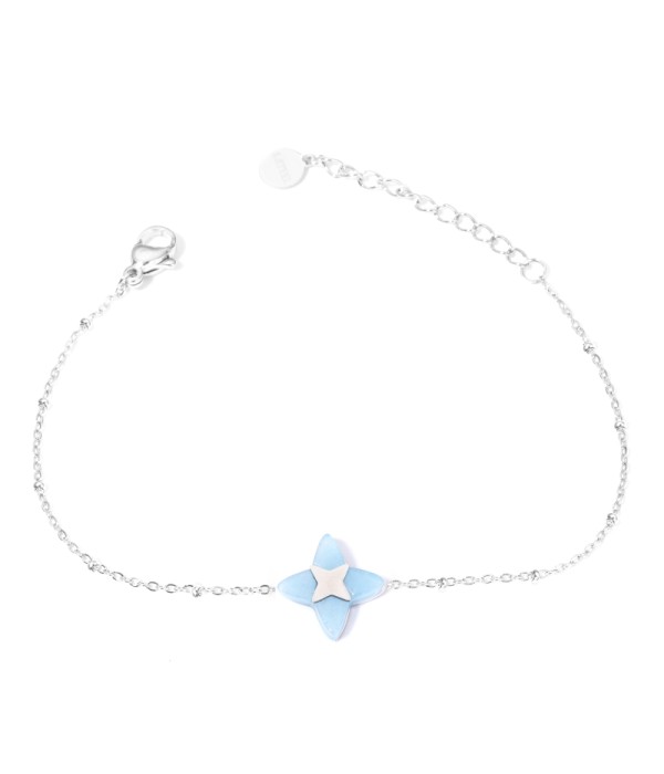 Pulseras plateadas con estrella de cruz multicolores