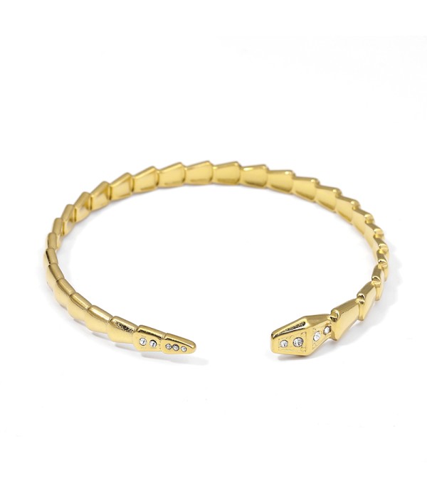 Pulsera dorada abierta con diseño de serpiente
