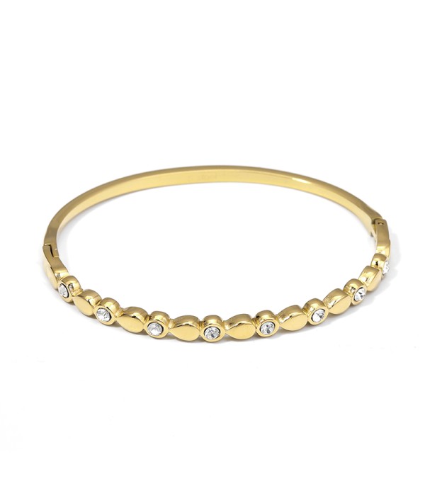 Pulsera dorada con eslabones ovalados y circonitas