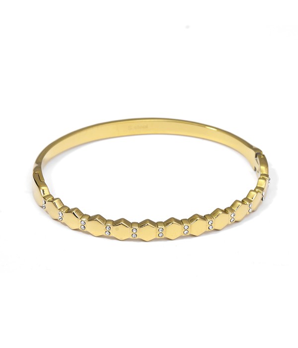 Pulsera dorada con diseño geométrico y circonitas