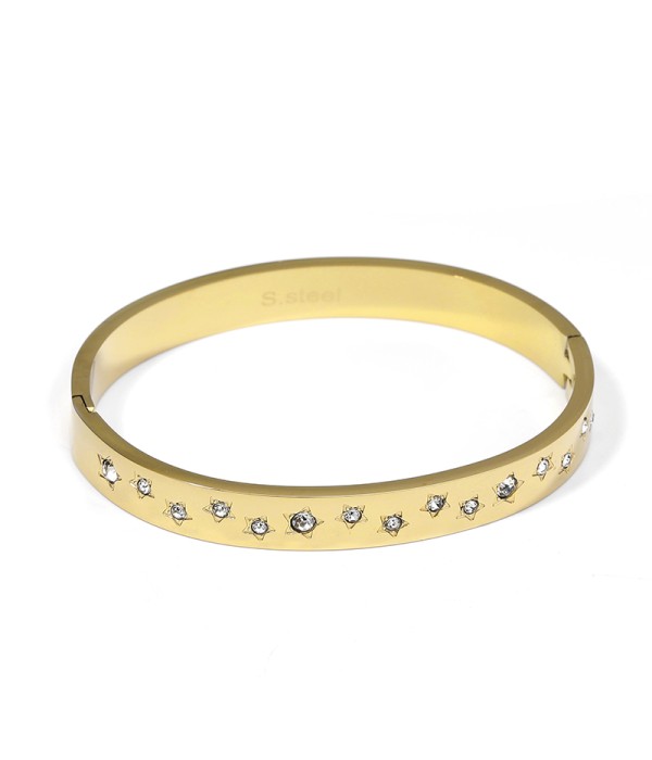 Pulsera dorada con circonitas en forma de estrellas