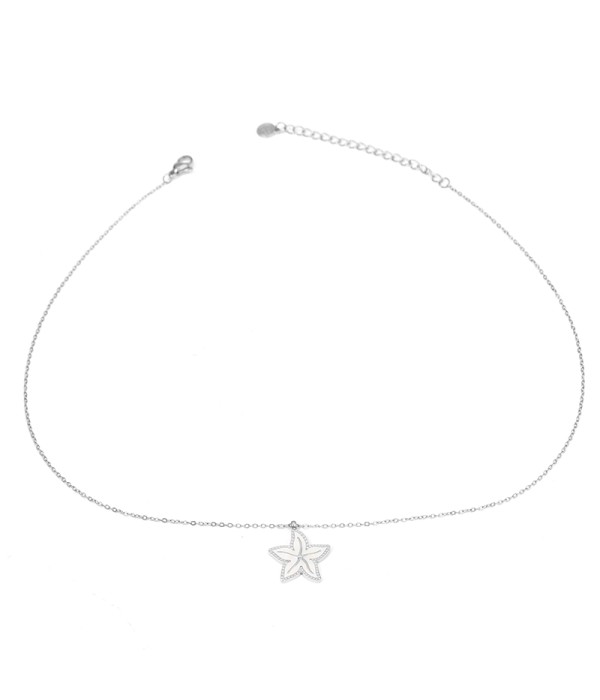 Collar fino plateado con colgante de estrella de mar