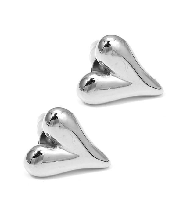 Pendientes plateados corazón alargado diseño orgánico