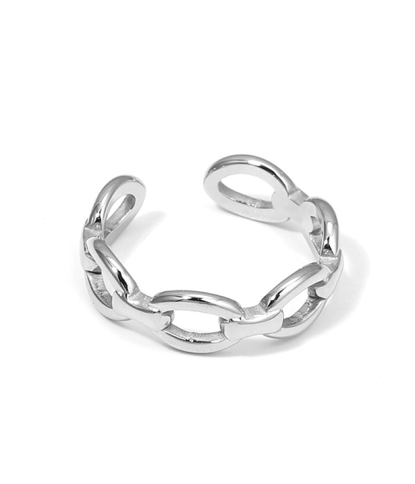 Anillo plateado ajustable tipo cadena