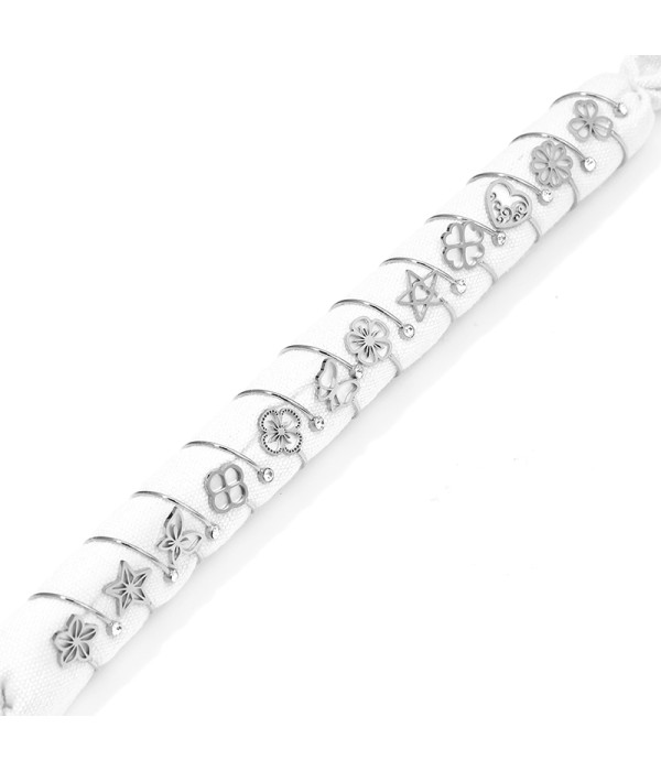 Conjunto de 12 anillos con motivos nácar y circonitas