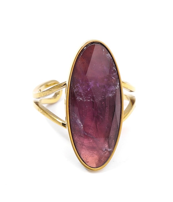 Anillo dorado con piedra ovalada grande