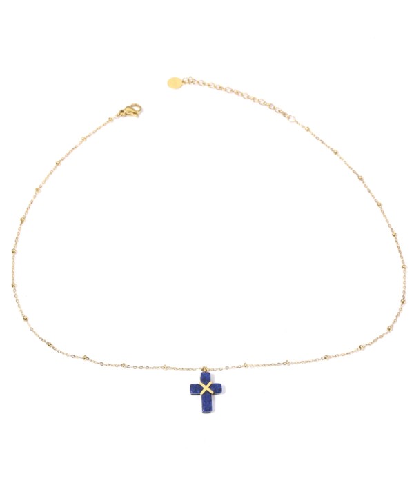 Collares doradas con cruz multicolores