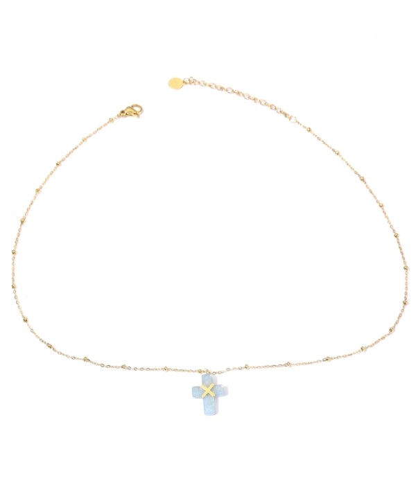 Collares doradas con cruz multicolores