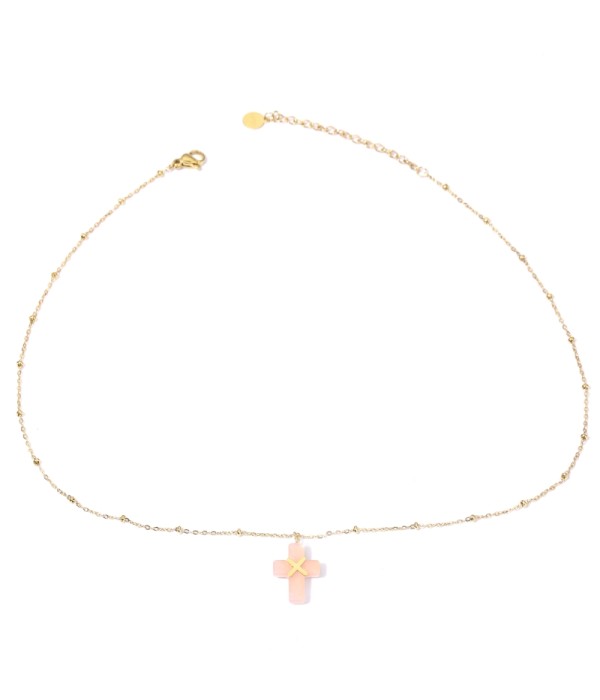 Collares doradas con cruz multicolores