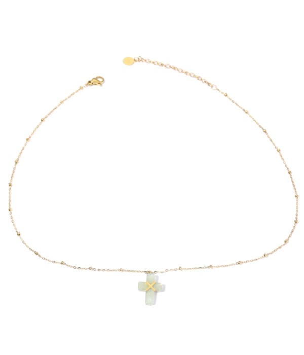 Collares doradas con cruz multicolores