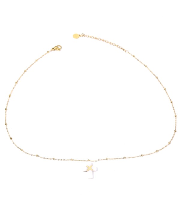 Collares doradas con cruz multicolores