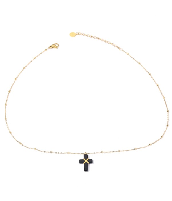 Collares doradas con cruz multicolores 2