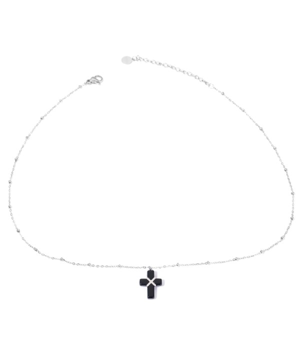 Collares plateadas con cruz multicolores