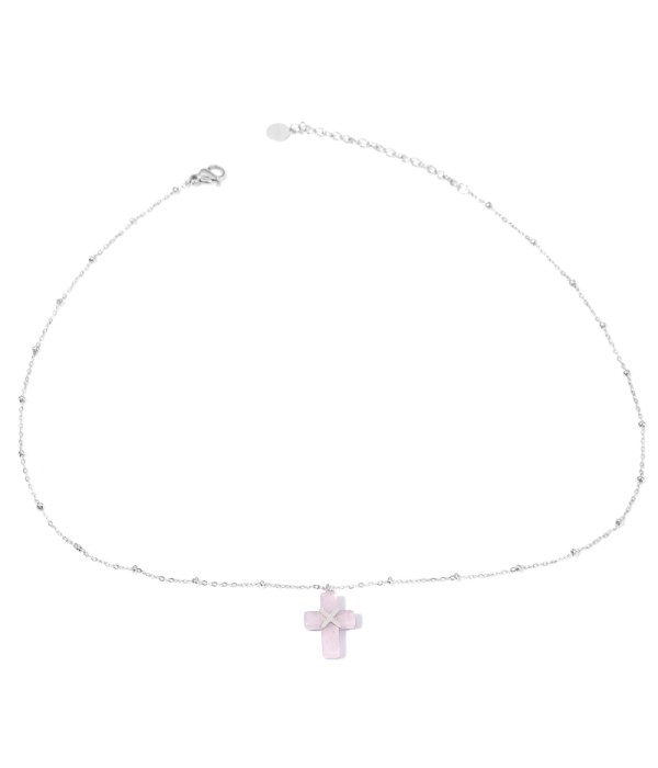 Collares plateadas con cruz multicolores