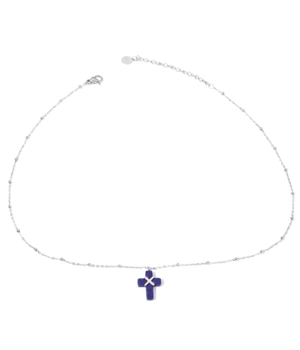 Collares plateadas con cruz multicolores