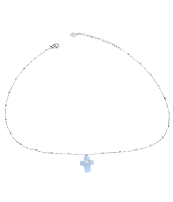 Collares plateadas con cruz multicolores