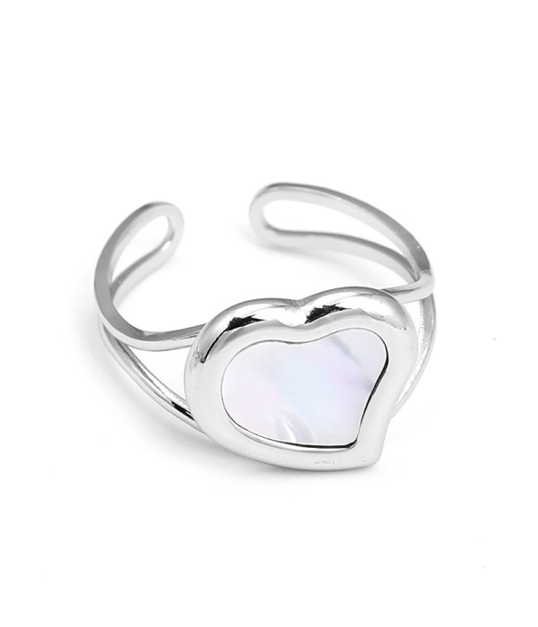 Anillo con nácar blanca en forma de corazón 2