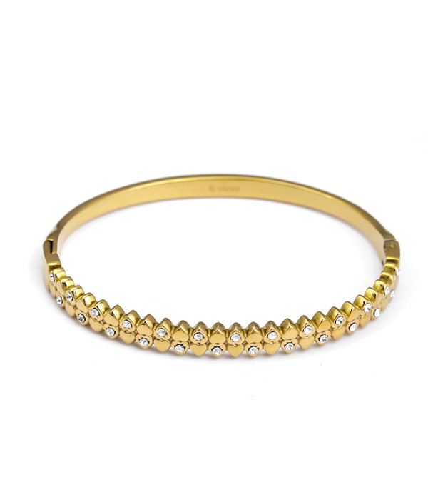 Pulsera rígida dorada con detalles de circonitas