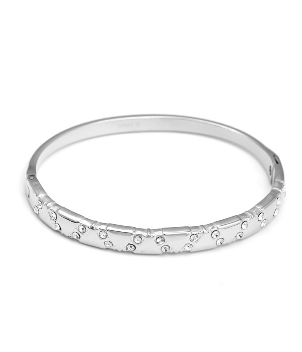 Pulsera rígida plateada con circonitas