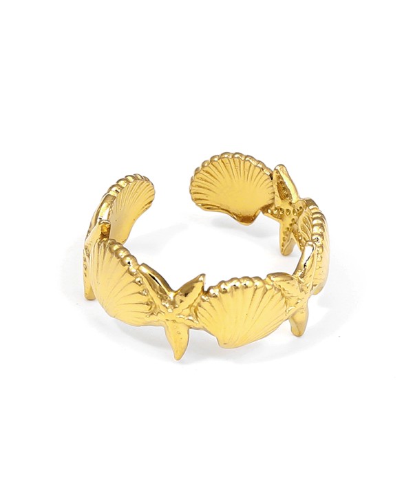 Anillo dorado con motivos marinos