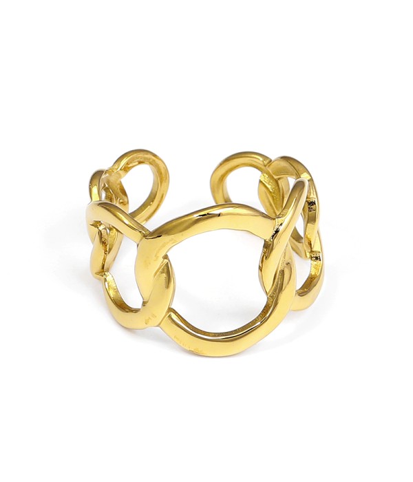 Anillo dorado con diseño de eslabones entrelazados