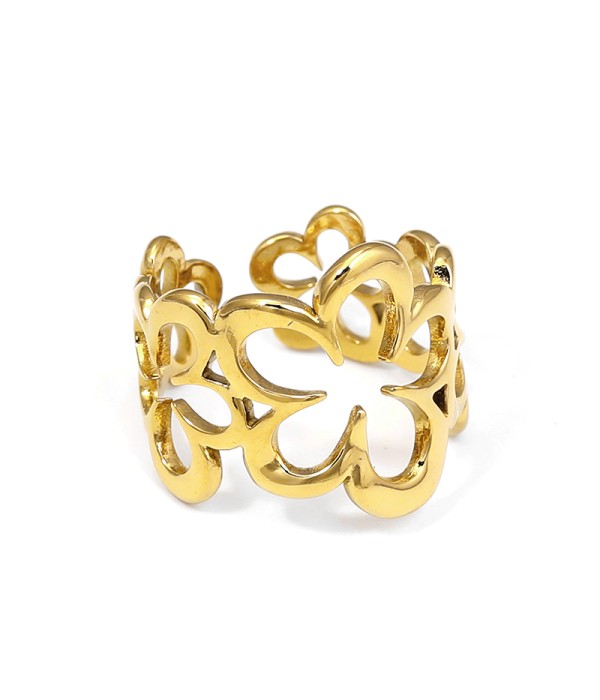 Anillo dorado con diseño floral calado