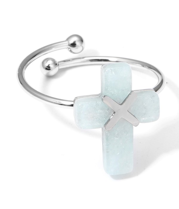 Anillos plateados con cruz multicolores