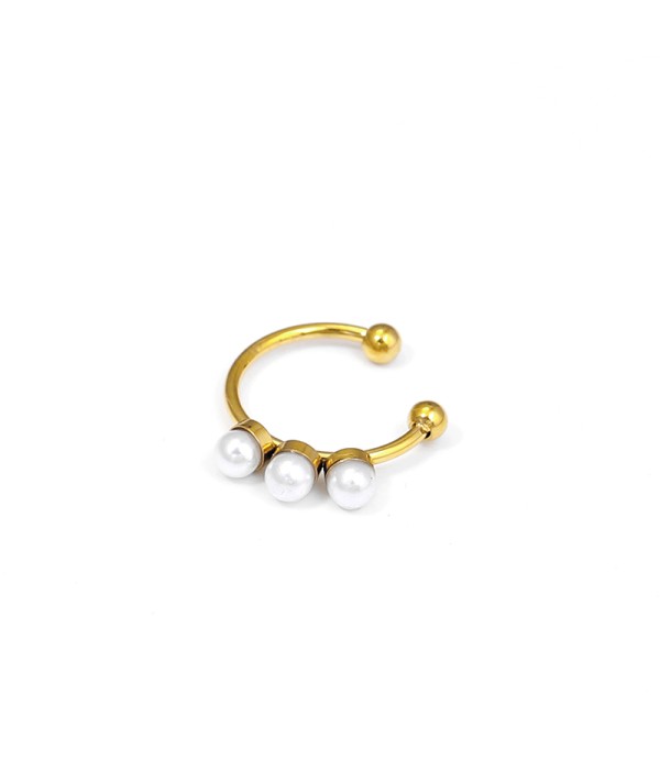 Clip de oreja dorado con perlas