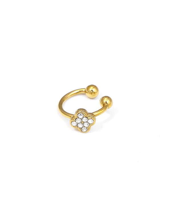 Clip de oreja dorado con flor de circonitas
