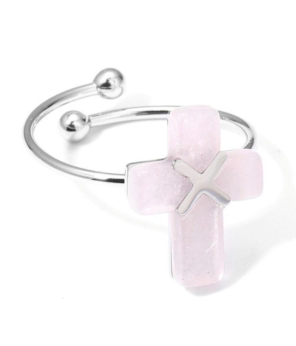 Anillos plateados con cruz multicolores