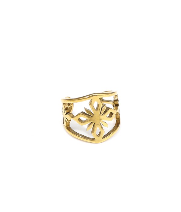 Clip de oreja dorado con diseño de copo de nieve calado