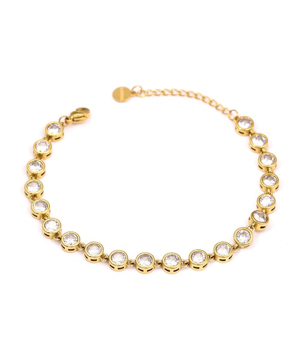 Pulsera dorada con circonitas engastadas