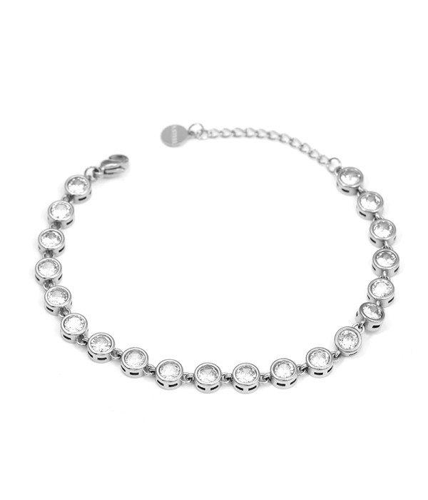 Pulsera plateada con circonitas engastadas
