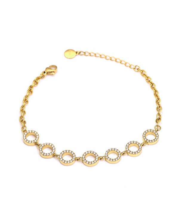Pulsera dorada con círculos de circonitas