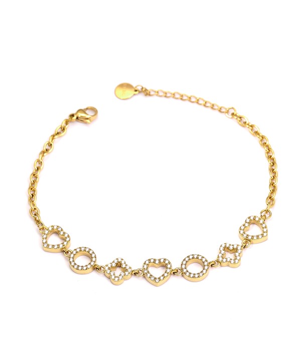 Pulsera dorada con formas geométricas y circonitas