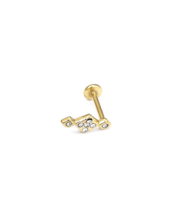 Piercing de oreja en forma de rayo con circonitas