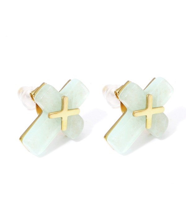 Pendientes dorados con cruz multicolores