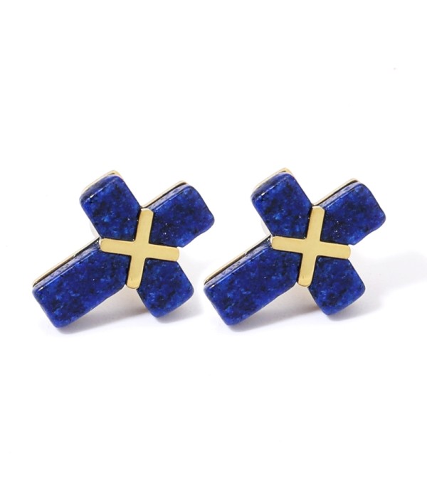 Pendientes dorados con cruz multicolores