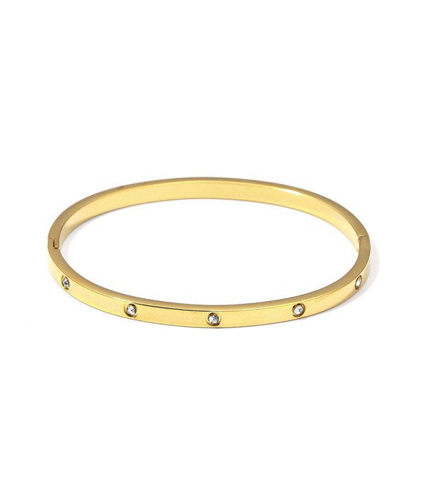 Pulsera rígida dorada con circonitas 4mm18