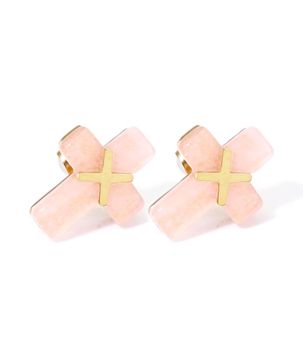 Pendientes dorados con cruz multicolores