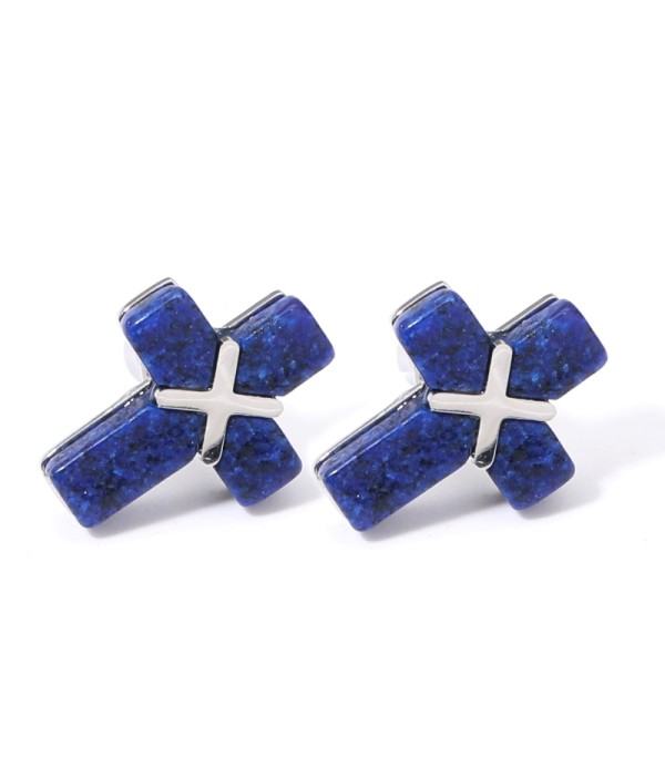 Pendientes plateados con cruz multicolores