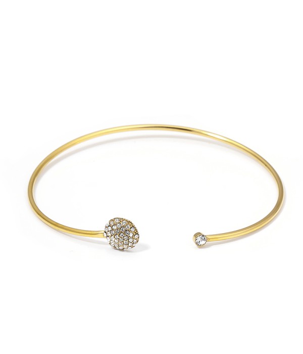 Pulsera rígida abierta dorada con circonitas
