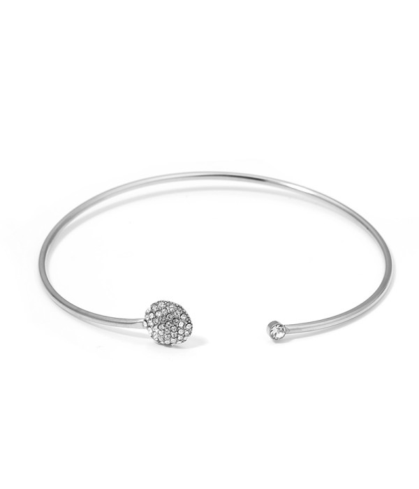 Pulsera rígida abierta plateada con circonitas