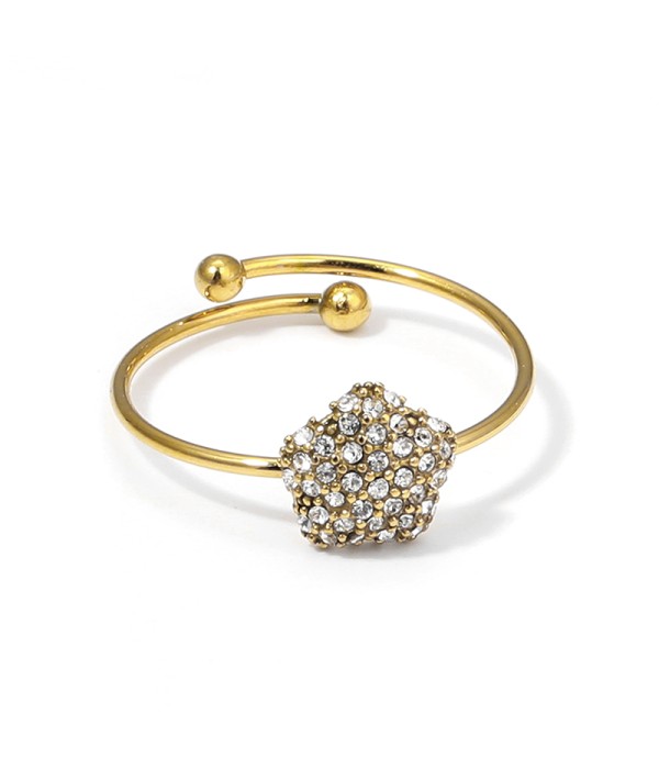 Anillo abierto con estrella de circonitas