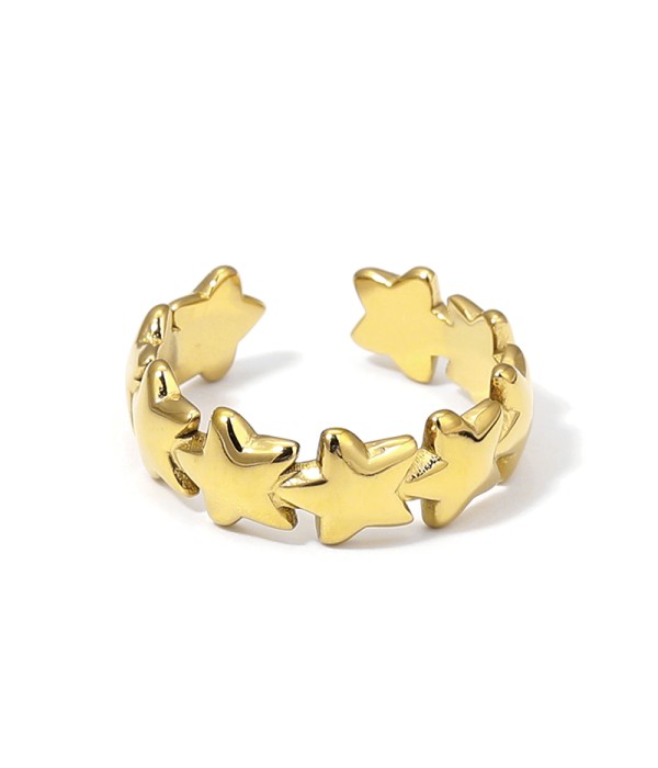 Anillo abierto dorado de estrellas