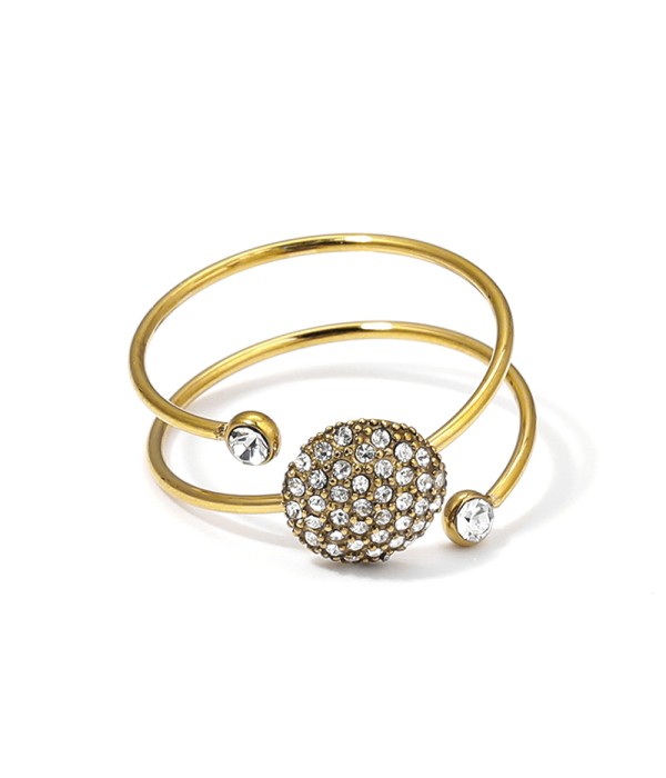 Anillo doble vuelta con círculo de circonitas