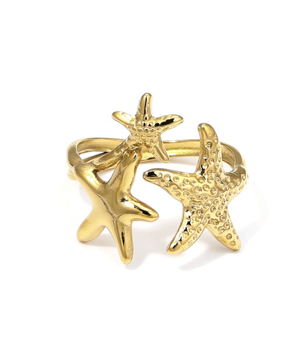 Anillo abierto con estrellas de mar