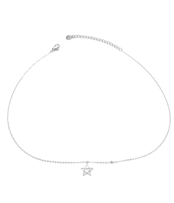 Collar plateado con colgante de estrella con base nácar