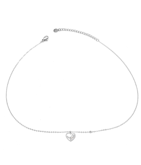 Collar plateado con colgante de corazón con base nácar